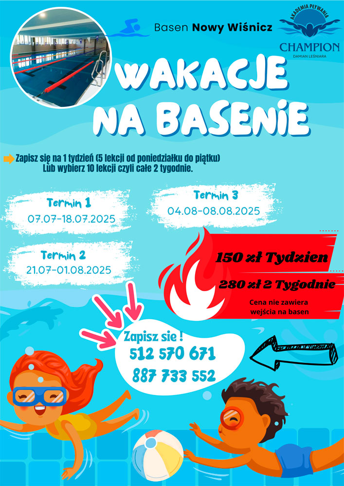 Kurs pływania w wakacje 2025 Nowy Wisnicz
